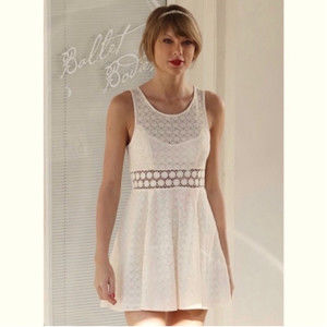 Free People Ivory Mini Dress “Fitted With Daisies” As Seen on Taylor Swift